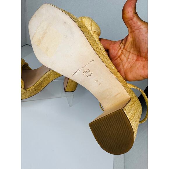 Loeffler Randall Fae Natural Raffia Platform Heel Sandals Sz 11 Woven Espadrille - Picture 7 of 9